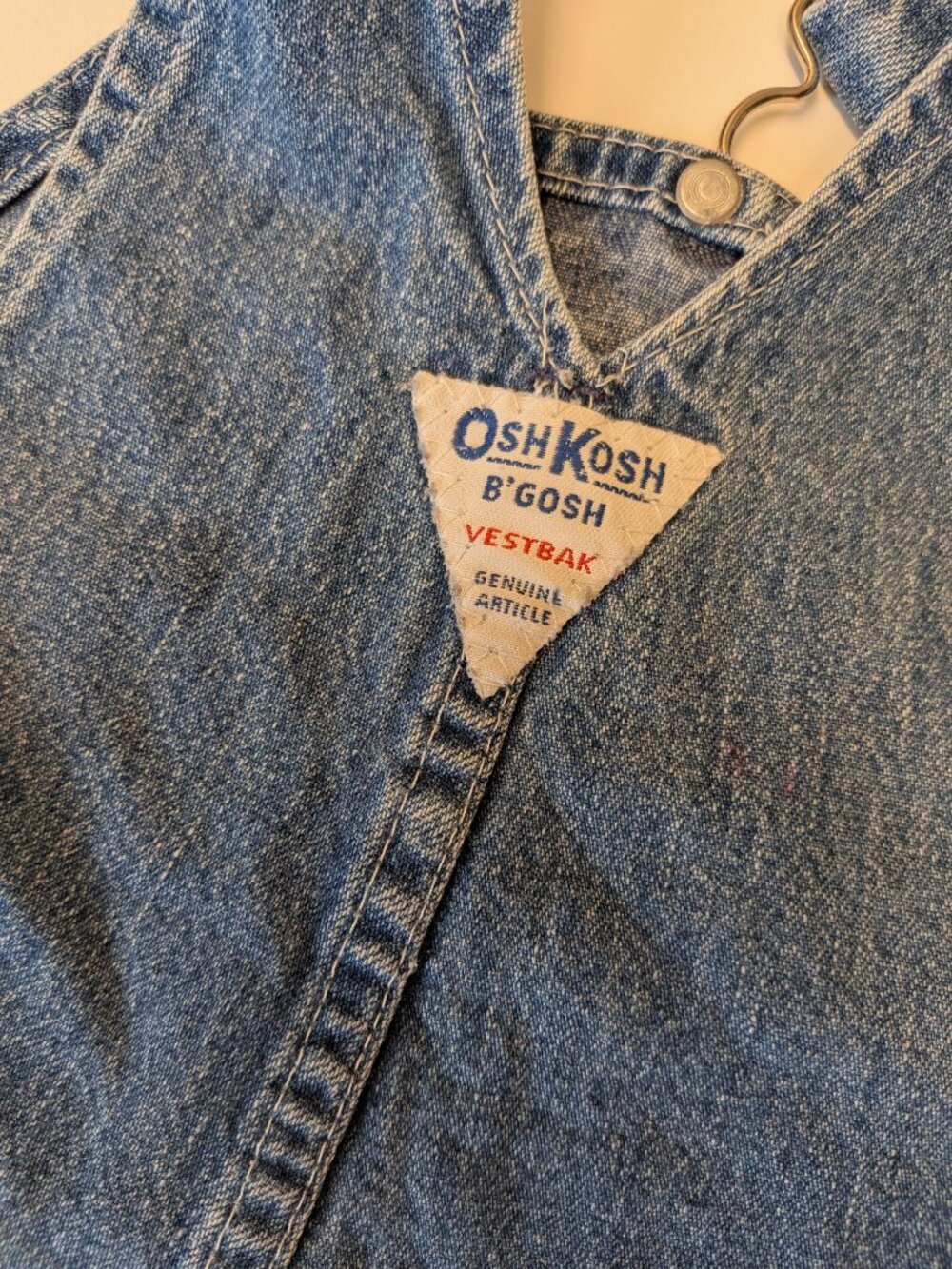 VTG 1980s OshKosh B'Gosh Denim Vestbak Overalls - Made in USA (Size 12M) - Picture 4 of 7